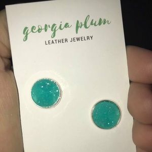Turquoise Druzy Stud Earrings